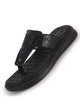 Men Black Premium Textured Upper Broad Fit T-Strap Slippers|Soft PU Padded Insole for Plush Comfort|Bounce Back Comfort Sole