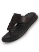 Men Brown Premium Textured Upper Broad Fit T-Strap Slippers|Soft PU Padded Insole for Plush Comfort|Bounce Back Comfort Sole