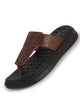 Men Tan Premium Textured Upper Broad Fit T-Strap Slippers|Soft PU Padded Insole for Plush Comfort|Bounce Back Comfort Sole