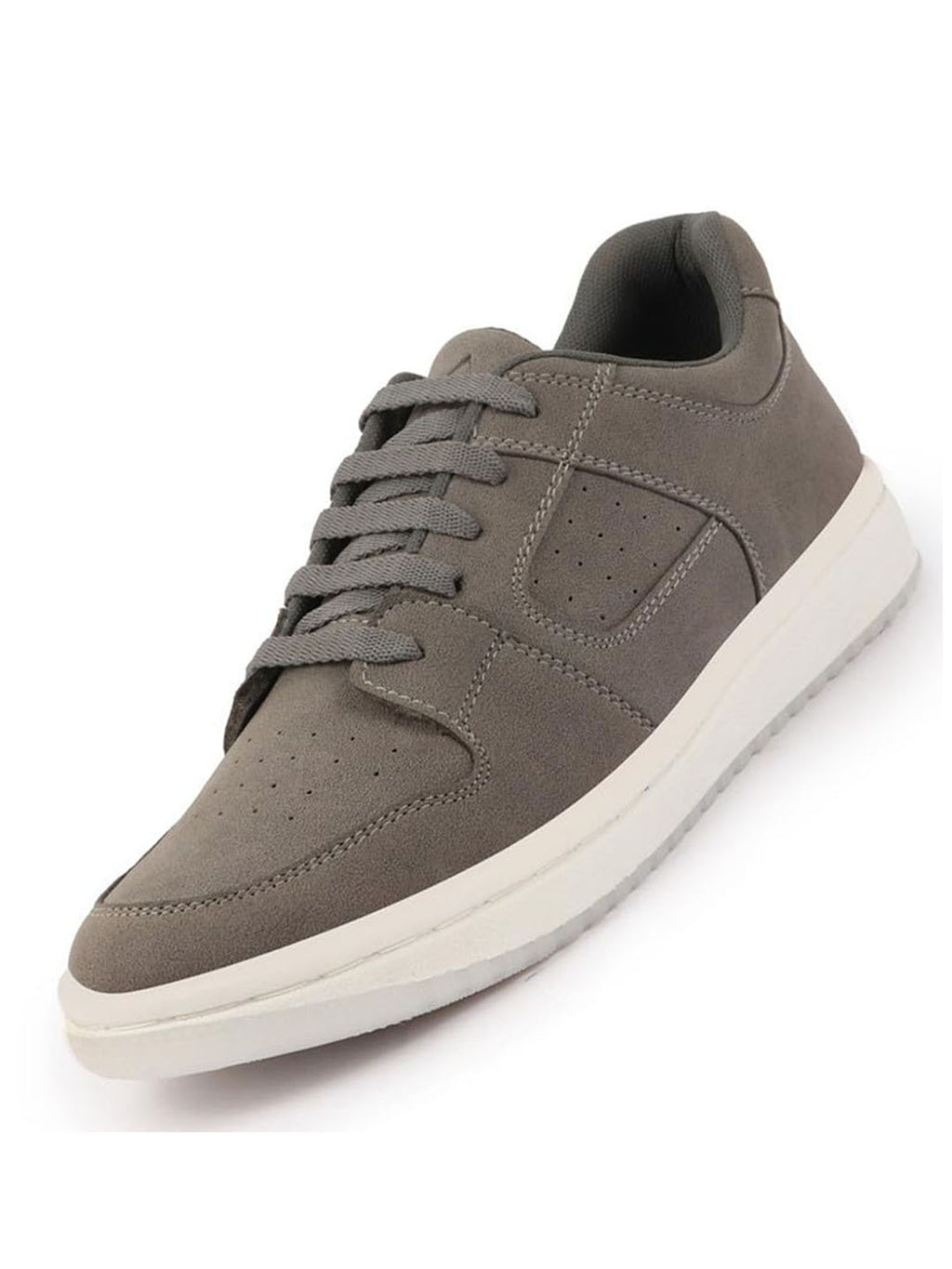 Shop Men Grey Classic Lace Up Low Ankle Breathable Sneaker Shoe|Contrast With White Sole Casual Shoe Sneaker Online.