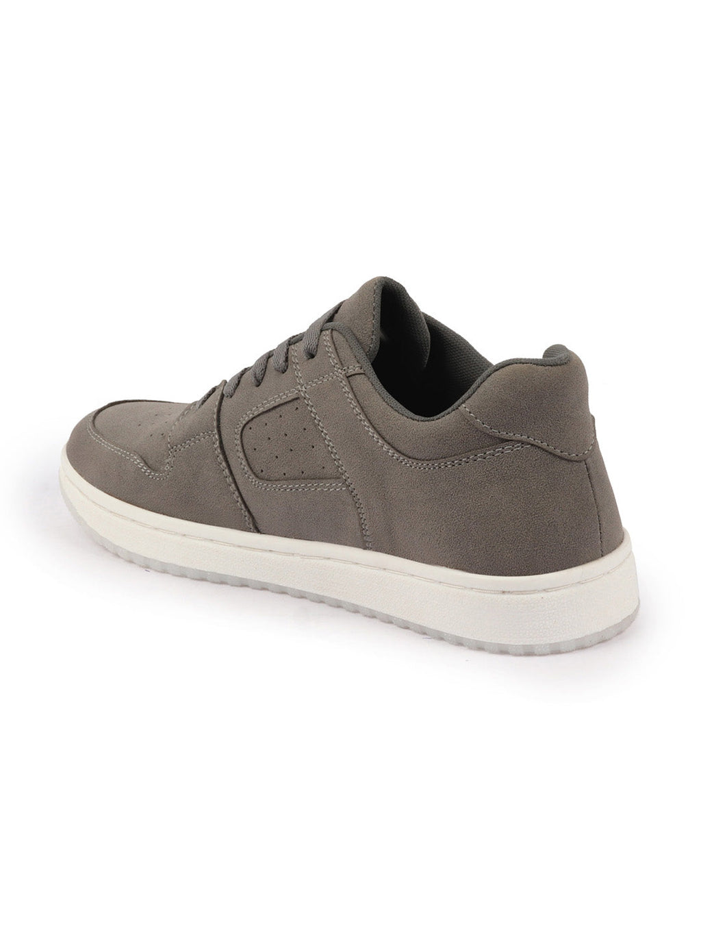 Shop Men Grey Classic Lace Up Low Ankle Breathable Sneaker Shoe|Contrast With White Sole Casual Shoe Sneaker Online.