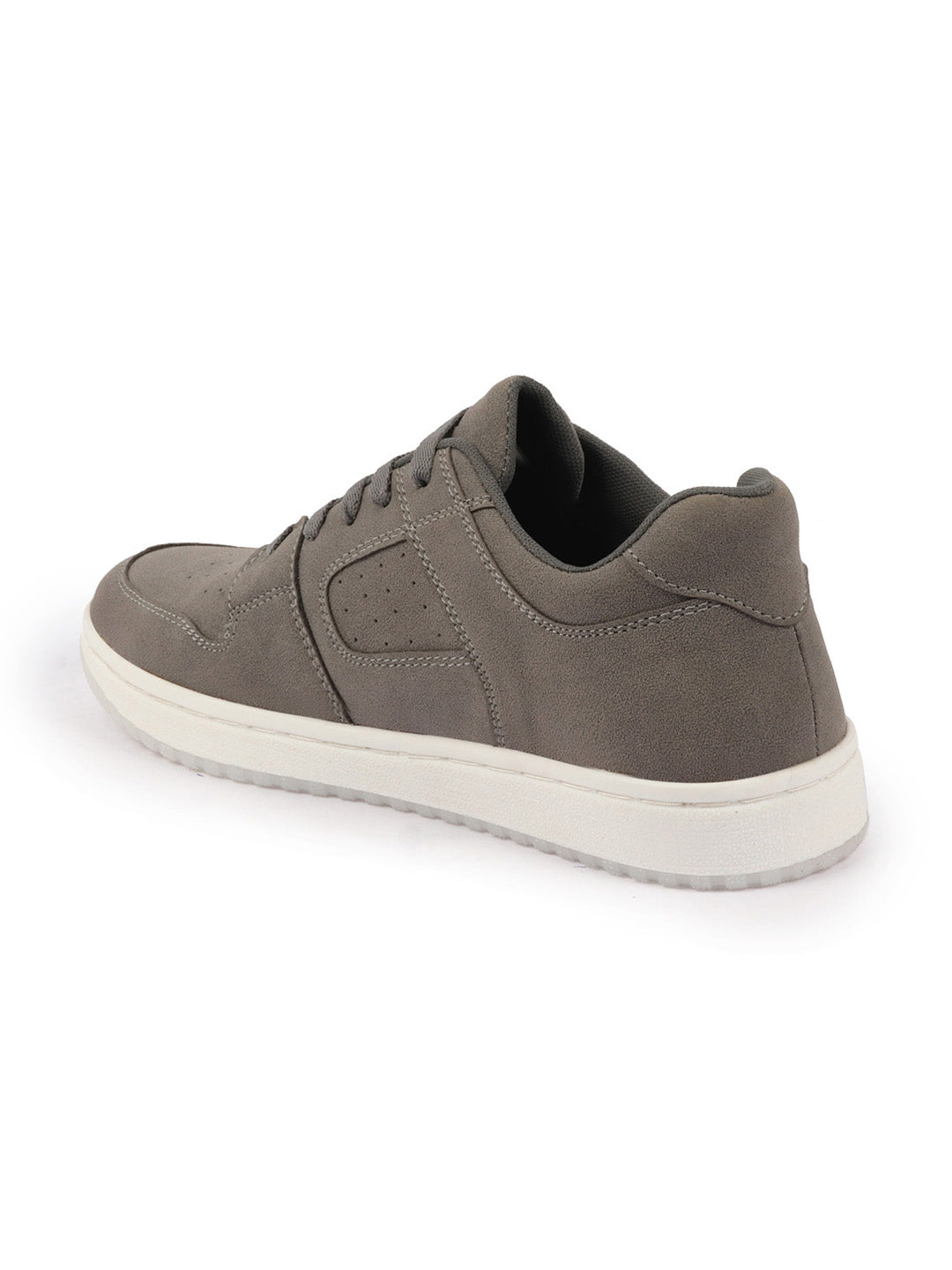 Shop Men Grey Classic Lace Up Low Ankle Breathable Sneaker Shoe|Contrast With White Sole Casual Shoe Sneaker Online.
