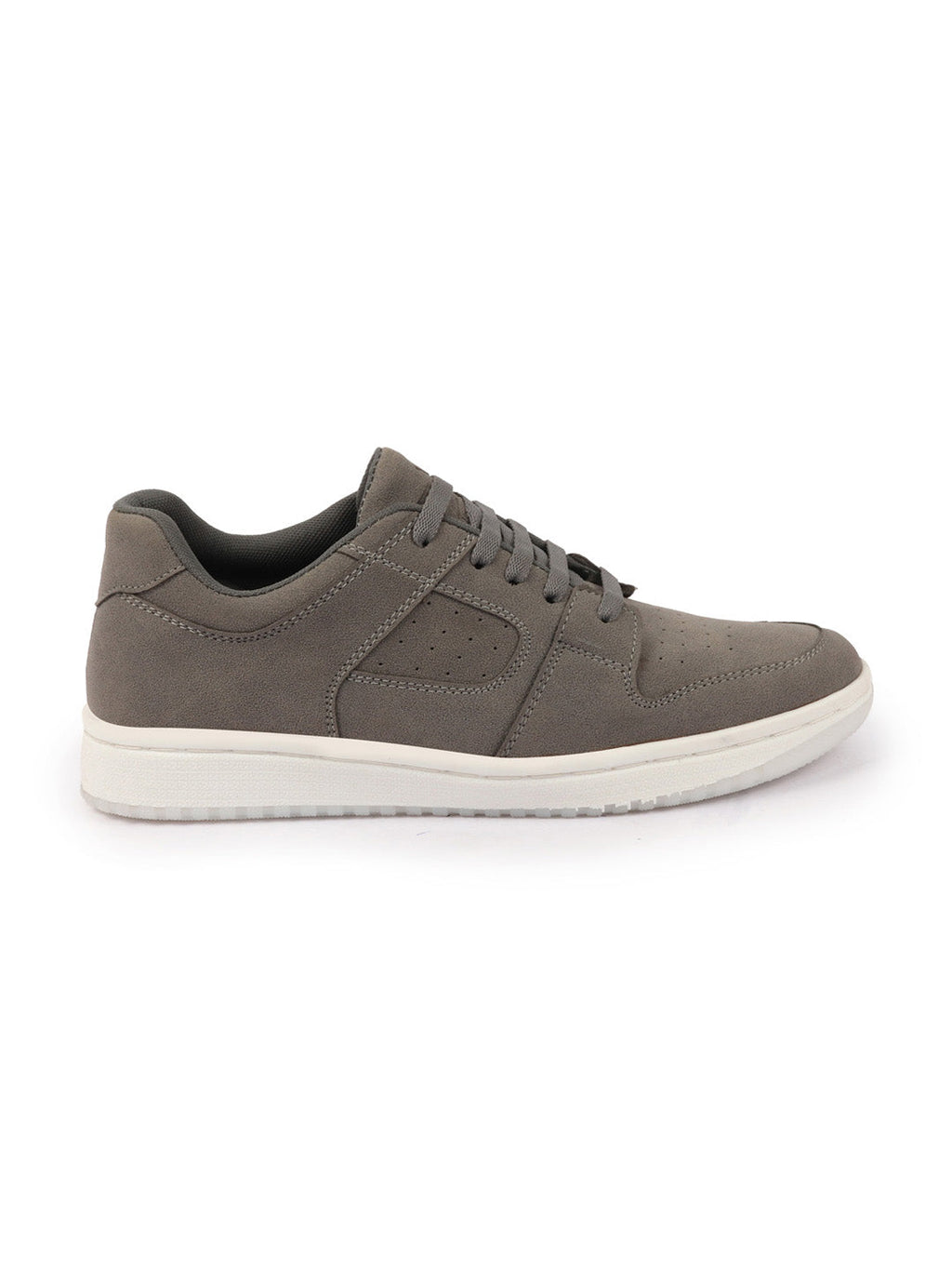 Shop Men Grey Classic Lace Up Low Ankle Breathable Sneaker Shoe|Contrast With White Sole Casual Shoe Sneaker Online.