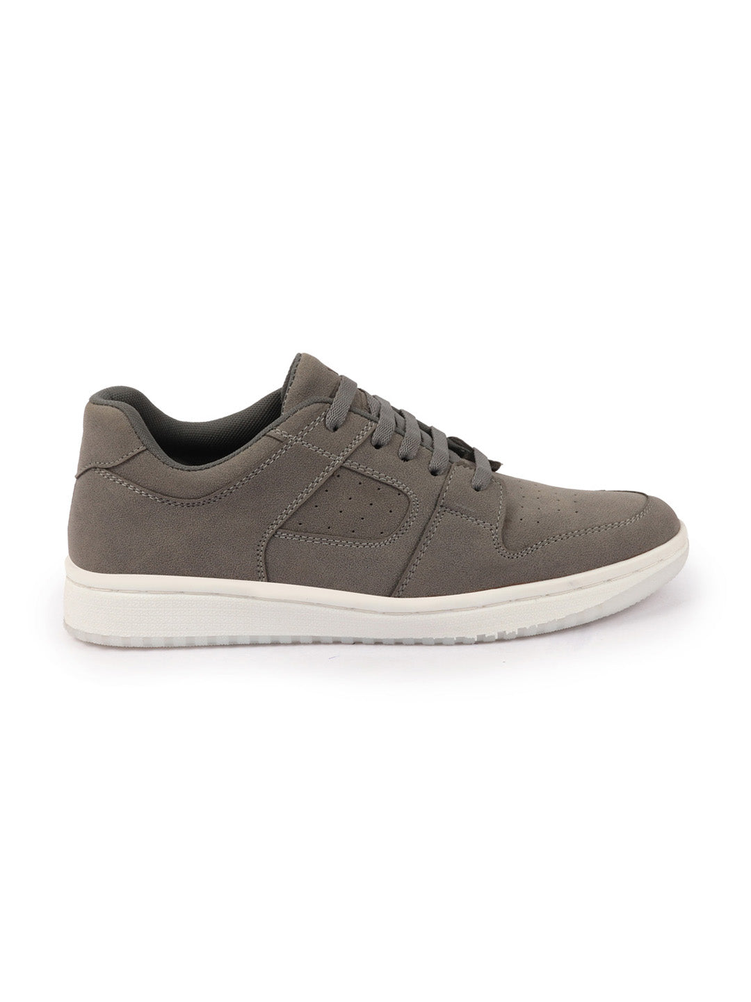Shop Men Grey Classic Lace Up Low Ankle Breathable Sneaker Shoe|Contrast With White Sole Casual Shoe Sneaker Online.