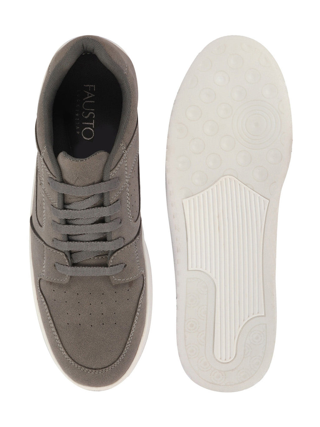 Shop Men Grey Classic Lace Up Low Ankle Breathable Sneaker Shoe|Contrast With White Sole Casual Shoe Sneaker Online.
