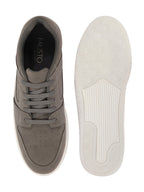 Shop Men Grey Classic Lace Up Low Ankle Breathable Sneaker Shoe|Contrast With White Sole Casual Shoe Sneaker Online.