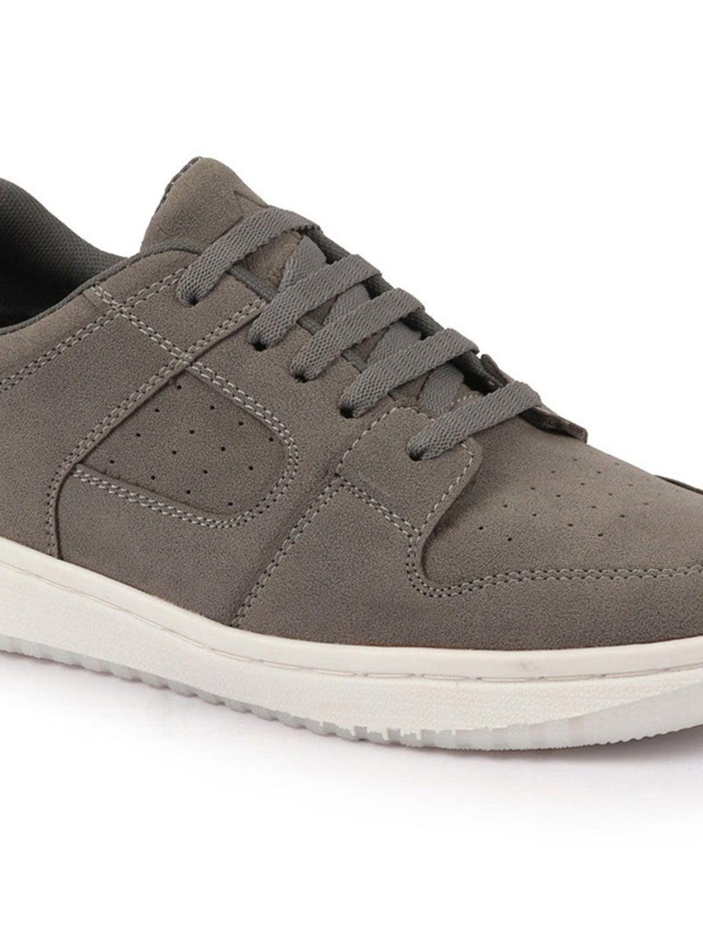 Shop Men Grey Classic Lace Up Low Ankle Breathable Sneaker Shoe|Contrast With White Sole Casual Shoe Sneaker Online.