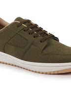 Shop Men Olive Classic Lace Up Low Ankle Breathable Sneaker Shoe|Contrast With White Sole Casual Shoe Sneaker Online.