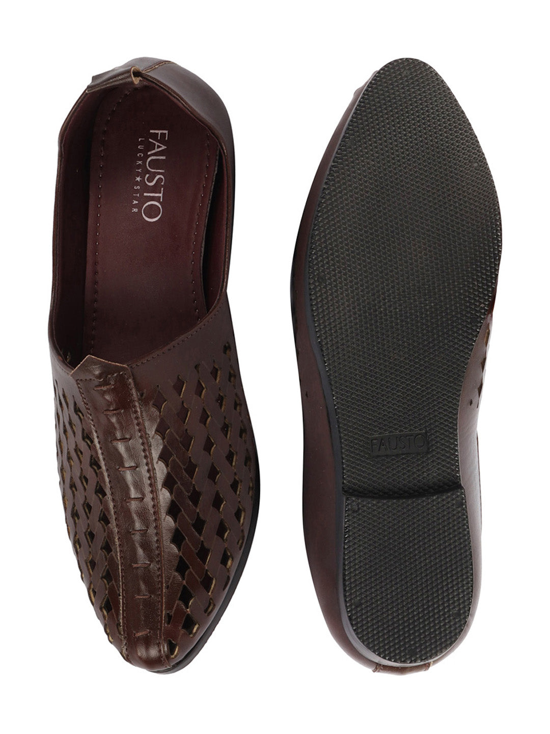 Shop Men Brown Laser Cut Ethnic Punjabi Jalsa Jutti Mojari|Kolhapuri Breathable Jutti For Party|Wedding|Festival Online.