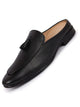 Men Black Back Open Tassle Leather Slip On Shoes