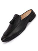 Men Black Back Open Tassle Leather Slip On Shoes
