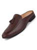 Men Brown Back Open Tassle Leather Slip On Shoes