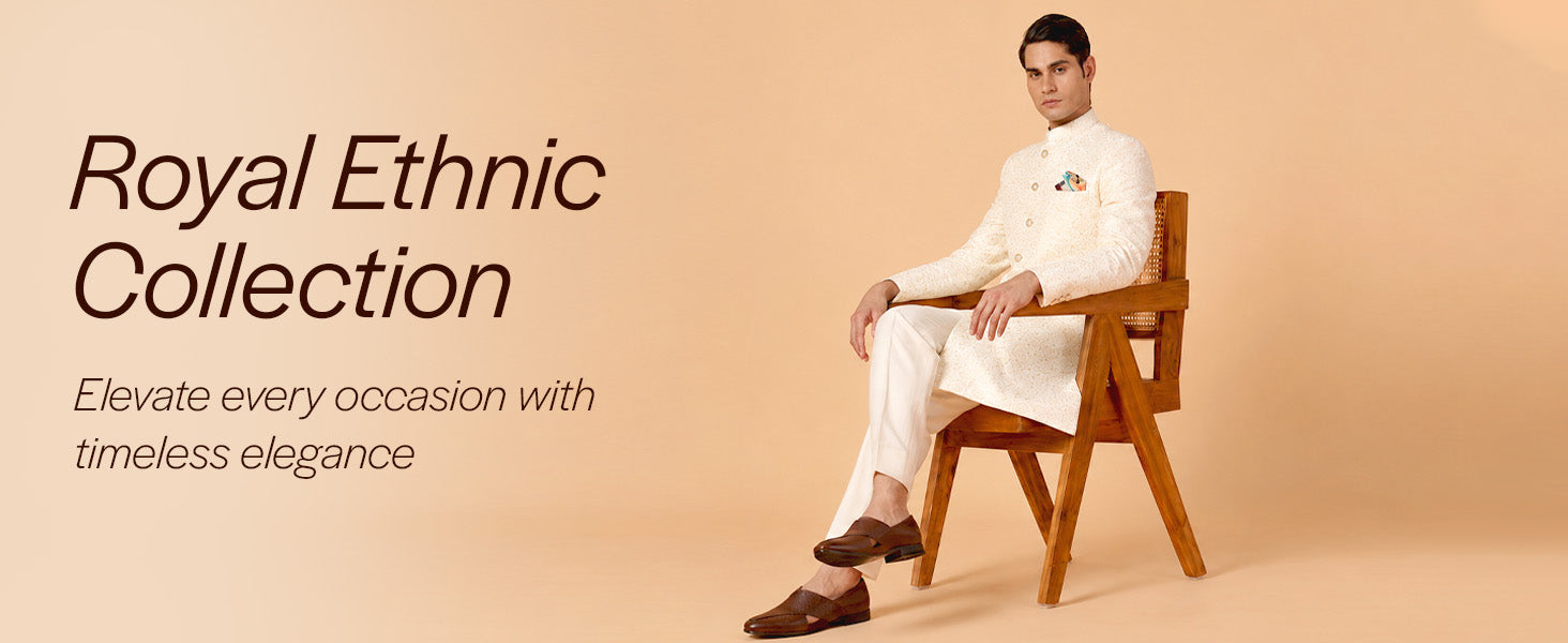 Men Ethnic Tan Peshawari Front Open Leather Slip On Shoes