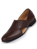 Men Formal Brown Peshawari Front Open Leather Slip On Shoes