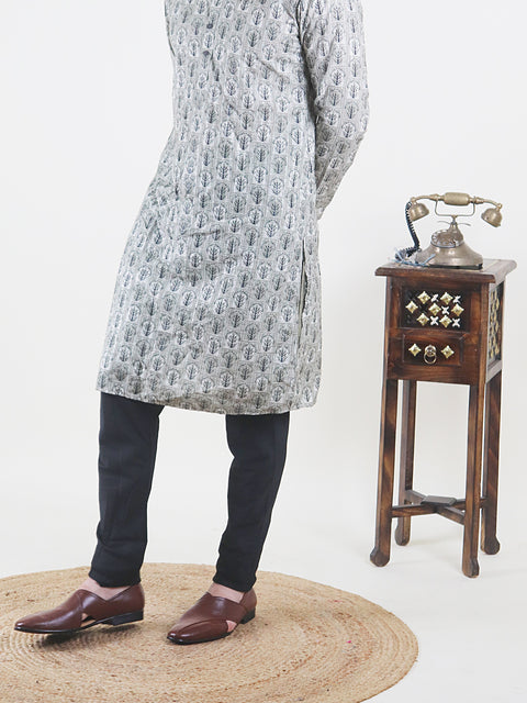 men formal brown peshawari front open leather slip on shoes