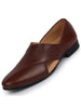 Men Formal Tan Peshawari Front Open Leather Slip On Shoes