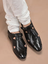 shop men black peshawari leather sandals online.