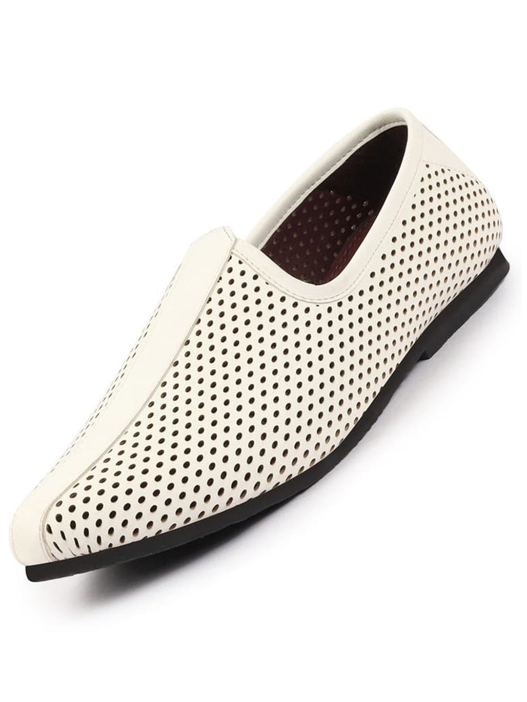 Men White Traditional Laser Cut Ethnic Breathable Jalsa Jutti Mojari For Party|Wedding|Festival