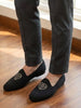 Men Black Traditional Ethnic Embroidered Design Velvet Slip On Juttis & Mojaris For Party|Wedding|Festival