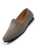 Men Grey Traditional Ethnic Embroidered Design Velvet Slip On Juttis & Mojaris For Party|Wedding|Festival