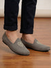 Men Grey Traditional Ethnic Embroidered Design Velvet Slip On Juttis & Mojaris For Party|Wedding|Festival