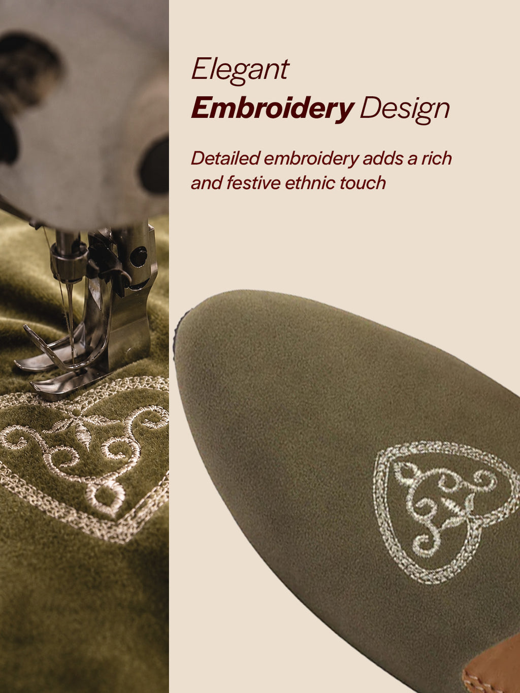 Shop Men Olive Traditional Ethnic Embroidered Design Velvet Slip On Juttis & Mojaris For Party|Wedding|Festival Online.