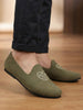 Men Olive Traditional Ethnic Embroidered Design Velvet Slip On Juttis & Mojaris For Party|Wedding|Festival