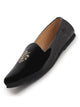 Men Black Patent Glossy Ethnic Embroidered Design Slip On Shiny Juttis & Mojaris For Party|Wedding|Festival