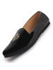 Men Black Patent Glossy Ethnic Embroidered Design Slip On Shiny Juttis & Mojaris For Party|Wedding|Festival