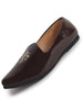 Men Brown Patent Glossy Ethnic Embroidered Design Slip On Shiny Juttis & Mojaris For Party|Wedding|Festival