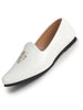 Men White Patent Glossy Ethnic Embroidered Design Slip On Shiny Juttis & Mojaris For Party|Wedding|Festival