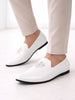Men White Patent Glossy Ethnic Embroidered Design Slip On Shiny Juttis & Mojaris For Party|Wedding|Festival