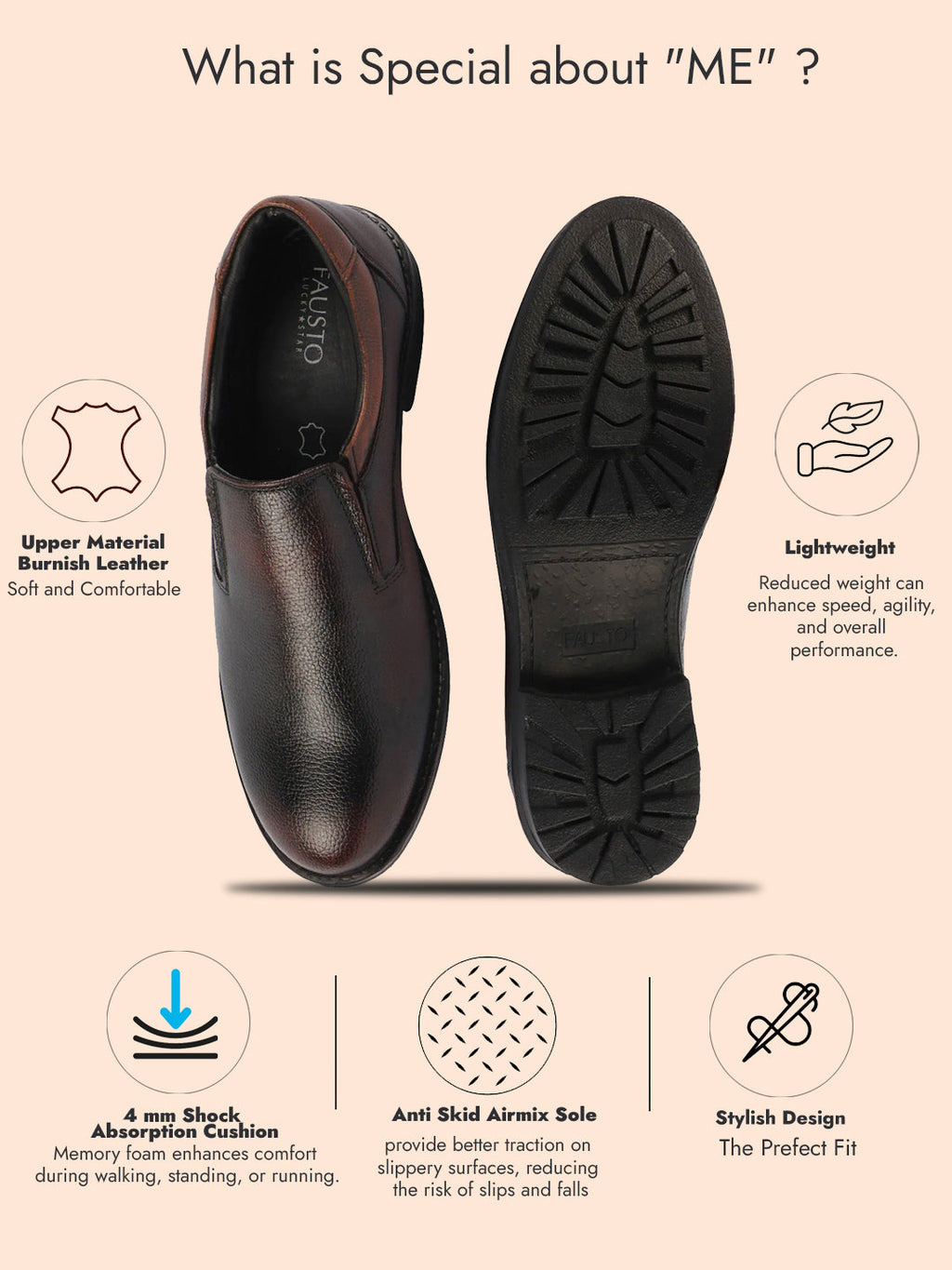 Shop Men Brown Genuine Burnish Leather Formal Dress Slip On Shoes With Memory Cushion Footbed For Office|Work|Loafer|Half Shoes|Cut Shoe Online.