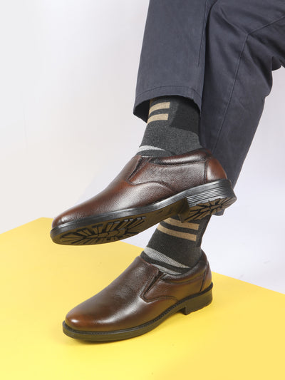 Loafer Dress Shoes With Cushion Men Brown Genuine Burnish Leather