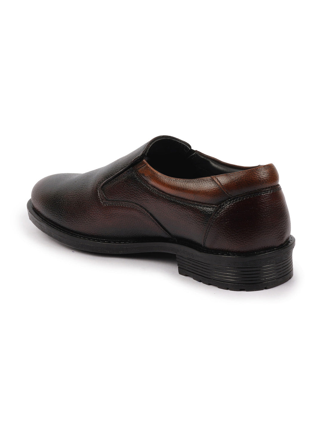 Shop Men Brown Genuine Burnish Leather Formal Dress Slip On Shoes With Memory Cushion Footbed For Office|Work|Loafer|Half Shoes|Cut Shoe Online.