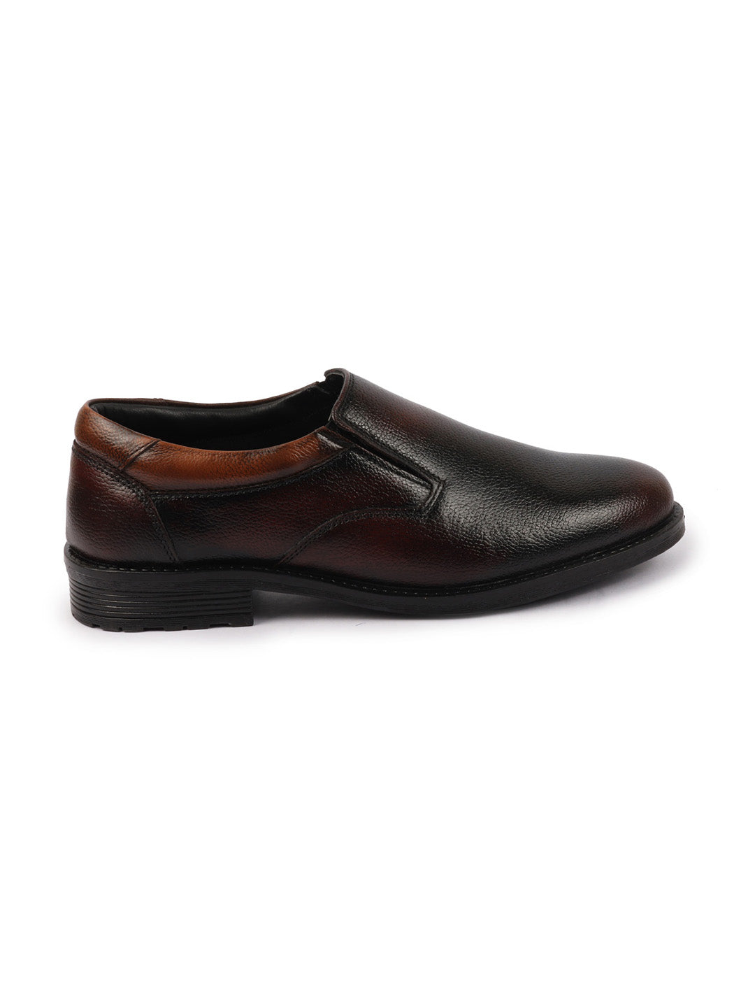 Shop Men Brown Genuine Burnish Leather Formal Dress Slip On Shoes With Memory Cushion Footbed For Office|Work|Loafer|Half Shoes|Cut Shoe Online.