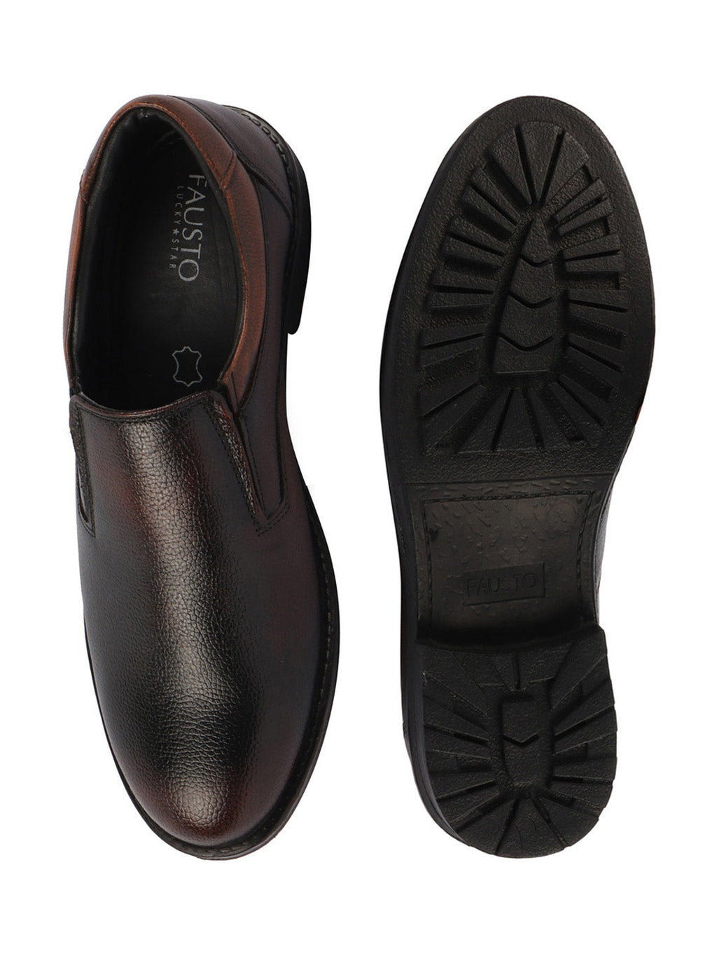 Shop Men Brown Genuine Burnish Leather Formal Dress Slip On Shoes With Memory Cushion Footbed For Office|Work|Loafer|Half Shoes|Cut Shoe Online.
