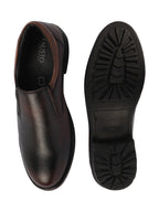 Shop Men Brown Genuine Burnish Leather Formal Dress Slip On Shoes With Memory Cushion Footbed For Office|Work|Loafer|Half Shoes|Cut Shoe Online.