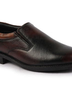 Shop Men Brown Genuine Burnish Leather Formal Dress Slip On Shoes With Memory Cushion Footbed For Office|Work|Loafer|Half Shoes|Cut Shoe Online.