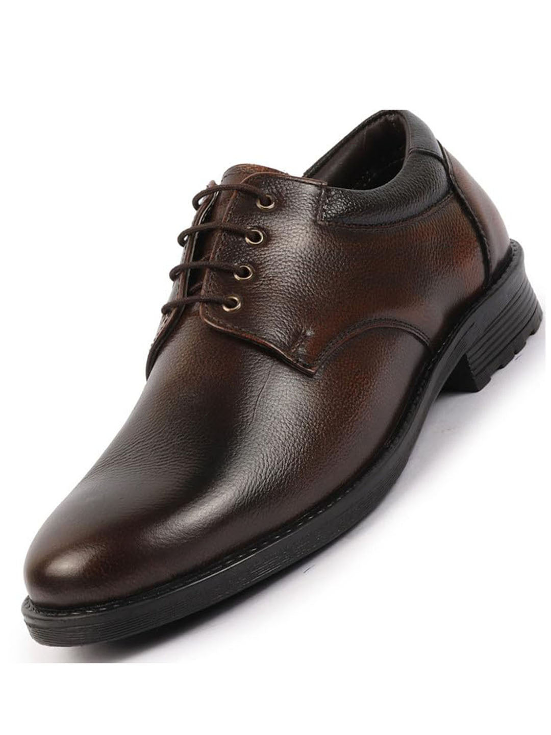 Men Brown Genuine Burnish Leather Formal Lace Up Derby Shoes For Office|Work