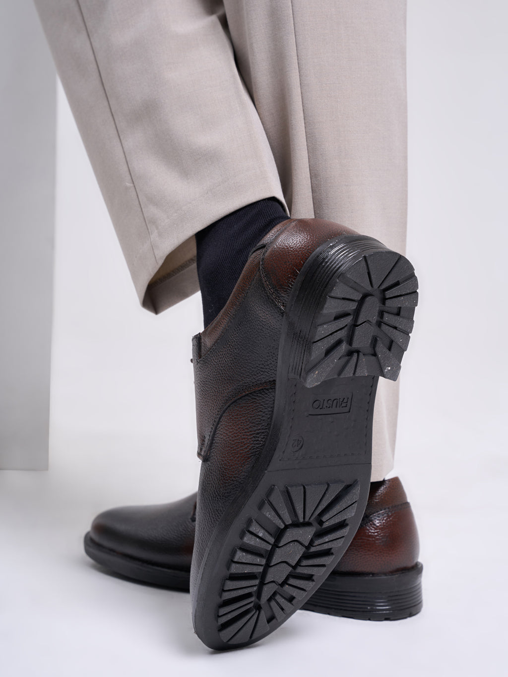 Men Brown Genuine Burnish Leather Formal Lace Up Derby Shoes For Office|Work