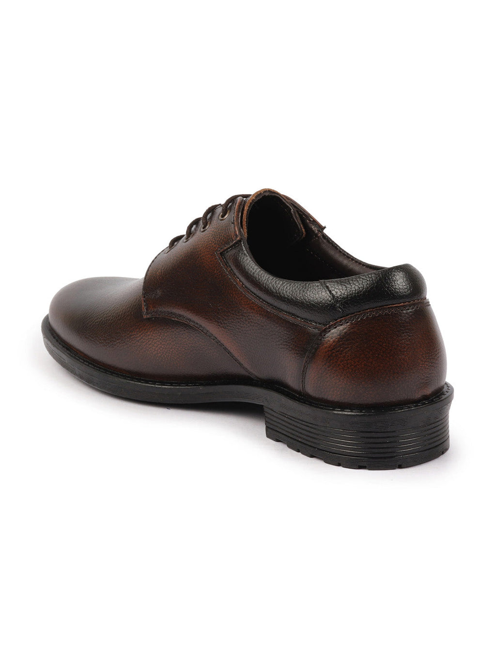 Shop Men Brown Genuine Burnish Leather Formal Lace Up Derby Shoes For Office|Work Online.