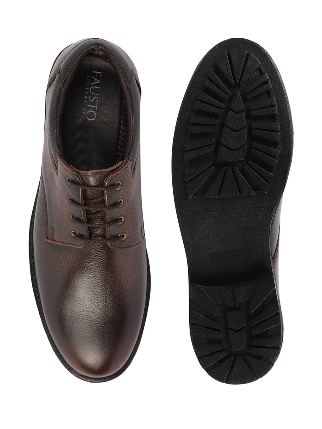 Shop Men Brown Genuine Burnish Leather Formal Lace Up Derby Shoes For Office|Work Online.