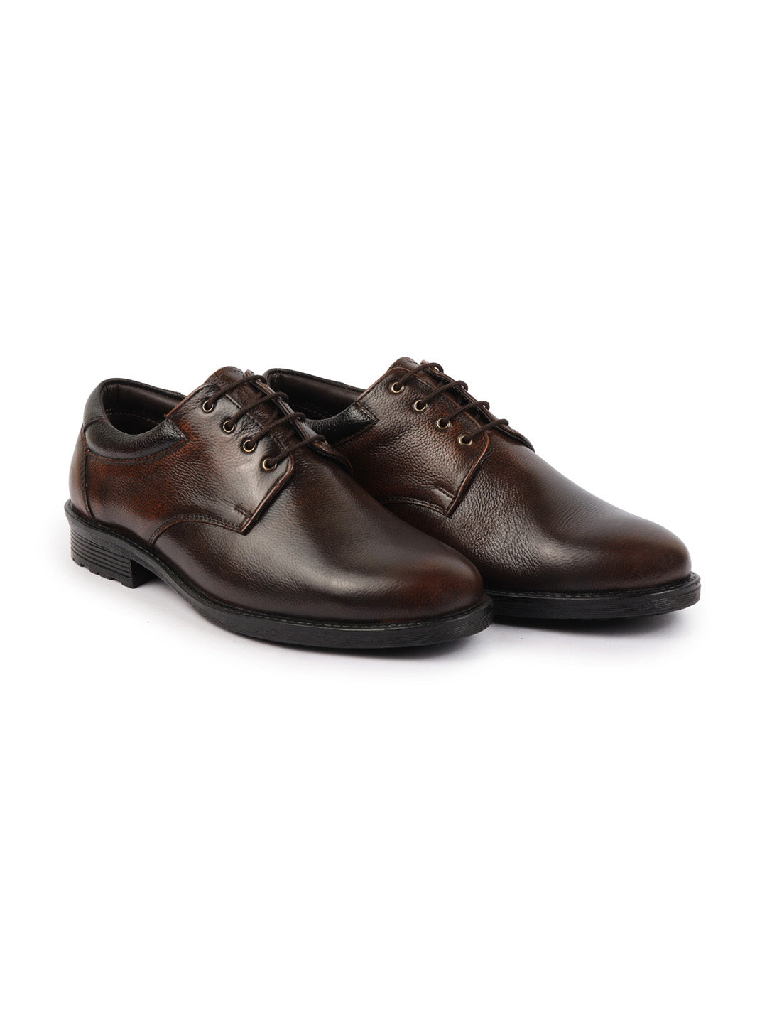 Shop Men Brown Genuine Burnish Leather Formal Lace Up Derby Shoes For Office|Work Online.
