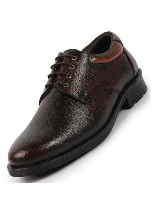 Shop Men Tan Genuine Burnish Leather Formal Lace Up Derby Shoes For Office|Work Online.