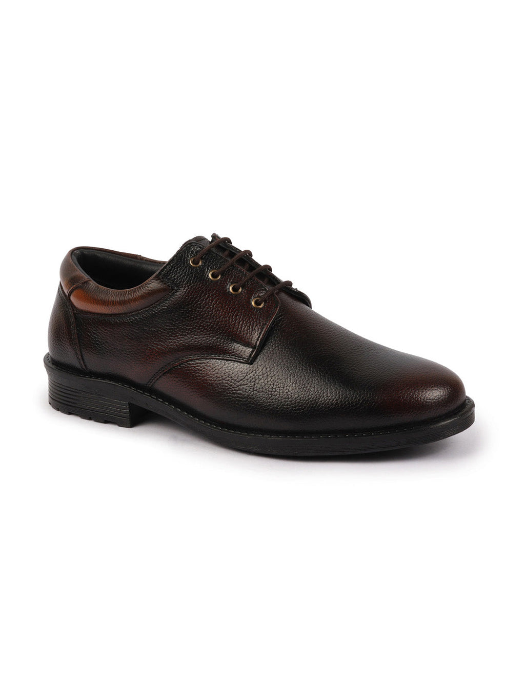 Shop Men Tan Genuine Burnish Leather Formal Lace Up Derby Shoes For Office|Work Online.