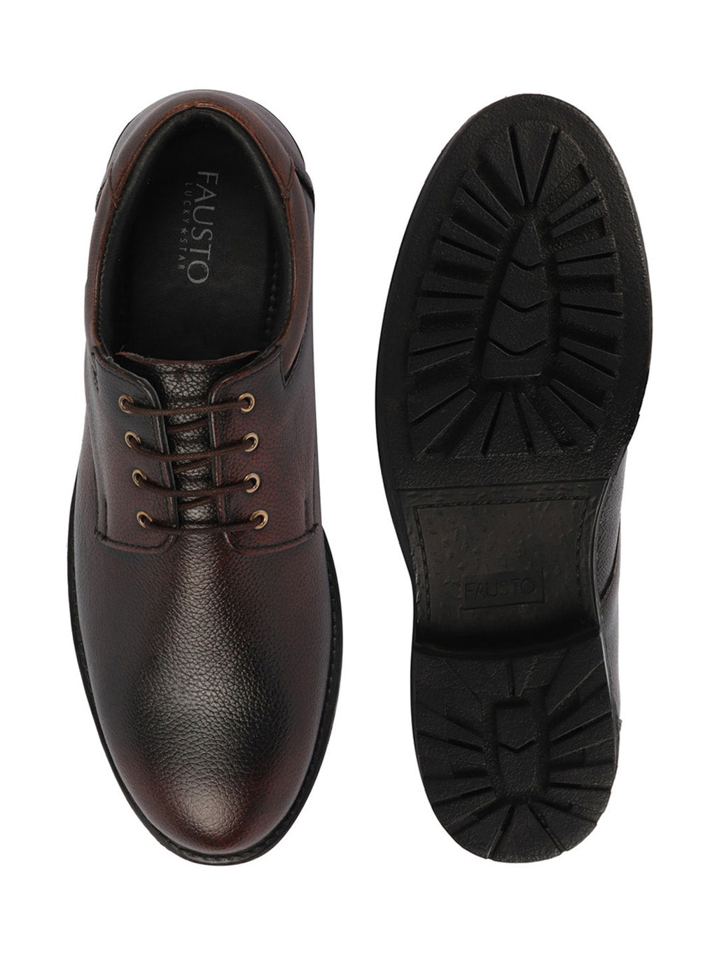 Shop Men Tan Genuine Burnish Leather Formal Lace Up Derby Shoes For Office|Work Online.
