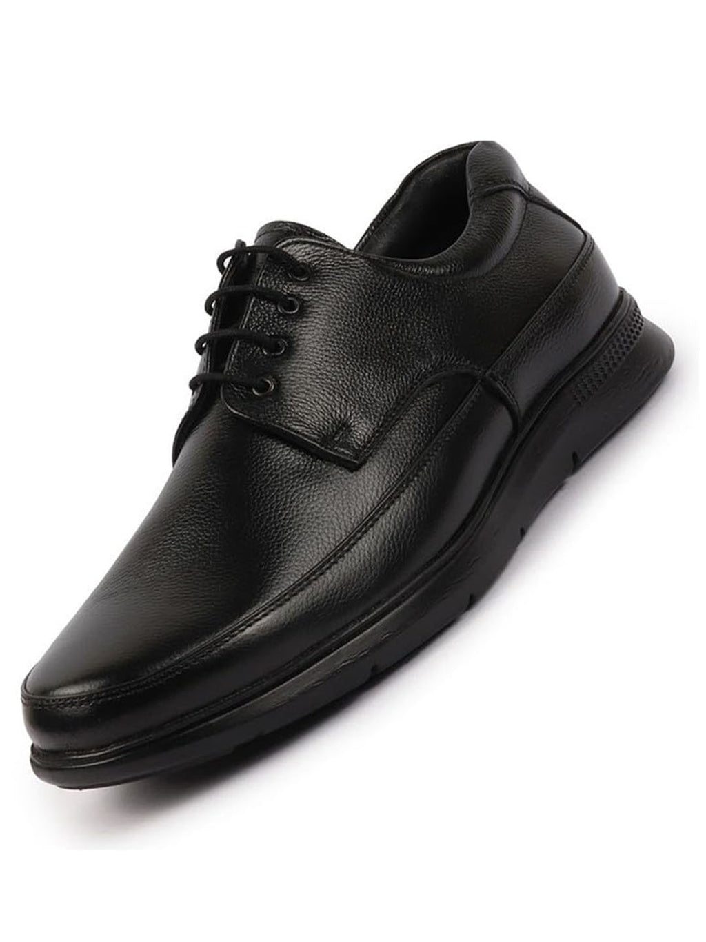 Shop Men Black Genuine Burnish Leather Formal Dress Lace Up Flat Heel Shoes For Office|Work Online.