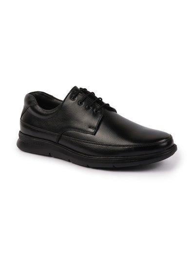 Shop Men Black Genuine Burnish Leather Formal Dress Lace Up Flat Heel Shoes For Office|Work Online.