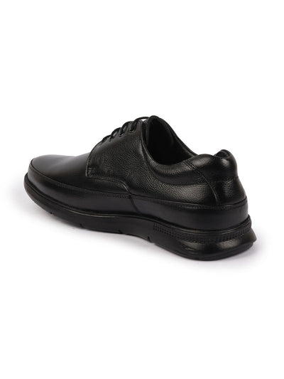 Shop Men Black Genuine Burnish Leather Formal Dress Lace Up Flat Heel Shoes For Office|Work Online.